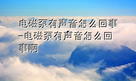 电磁泵有声音怎么回事-电磁泵有声音怎么回事啊